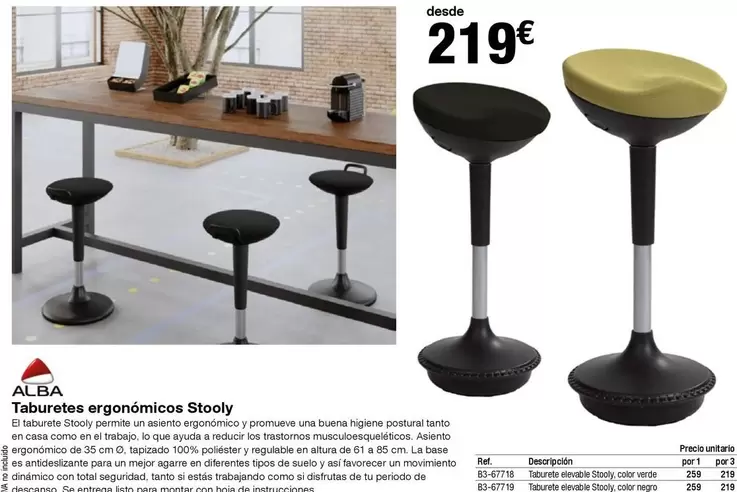 Oferta de Alba - Taburetes Ergonomicos Stooy por 219€ en Staples Kalamazoo