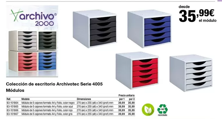 Oferta de Colección De Escritorio Archivotec Serie 4005 Modulos por 35,99€ en Staples Kalamazoo