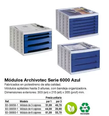 Oferta de Modulos Archivotec Serie 6000 Azul en Staples Kalamazoo