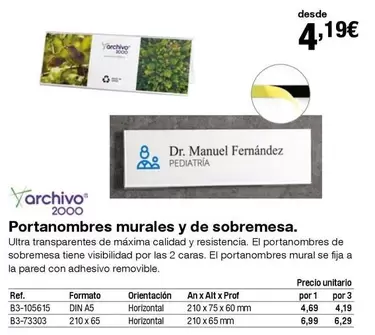 Oferta de Din - Portanombres Murales Y De Sobremesa por 4,19€ en Staples Kalamazoo