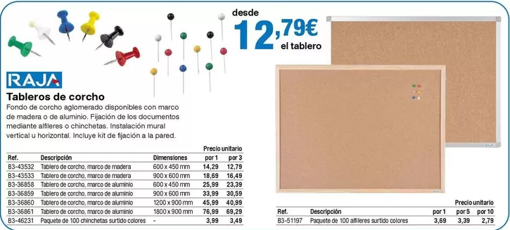 Oferta de Raja - Tabletros De Carcho por 12,79€ en Staples Kalamazoo