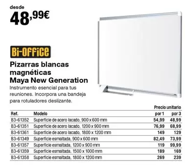 Oferta de 1800 - Pizarras Blancas Magneticas New Generation por 48,99€ en Staples Kalamazoo