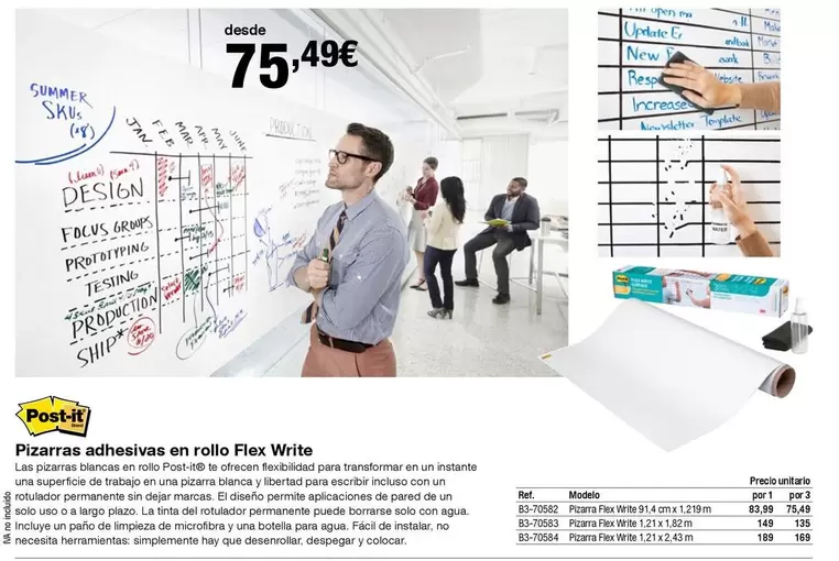 Oferta de Post-it - Pizzara Adhesivas En Rollo Flex por 75,49€ en Staples Kalamazoo