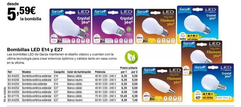Oferta de Garza - Bombillas LED E14 Y E27  por 5,59€ en Staples Kalamazoo