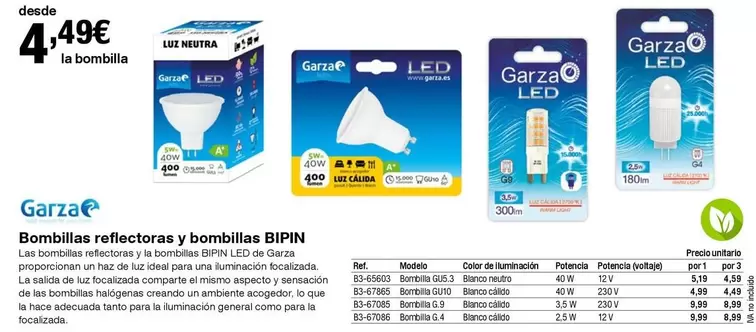 Oferta de Garza - Bombillas Reflectoras Y Bombillas BIPIN por 4,49€ en Staples Kalamazoo