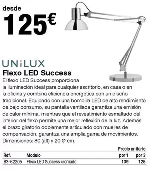 Oferta de Unilux - Flexo Led Success por 125€ en Staples Kalamazoo