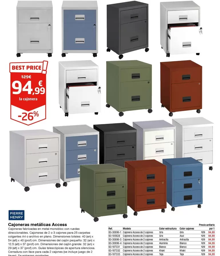 Oferta de Cajoneras Metalicas Access por 94,99€ en Staples Kalamazoo
