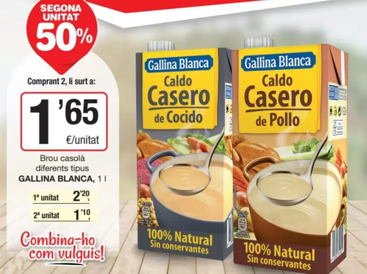 Oferta de Gallina Blanca - Brou Casola Diferents Tipus por 2,2€ en SPAR Fragadis