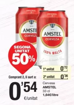 Oferta de Amstel - Cerveza por 0,54€ en SPAR Fragadis