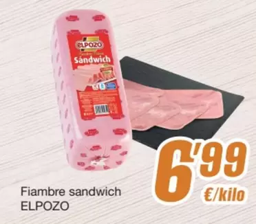 Oferta de Elpozo - Fiambre Sandwich por 6,99€ en SPAR Fragadis