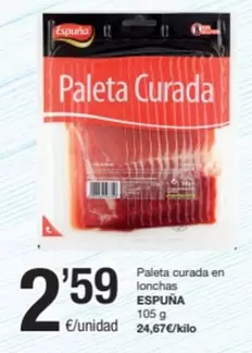 Oferta de Espuña - Paleta Curada En Lonchas por 2,59€ en SPAR Fragadis