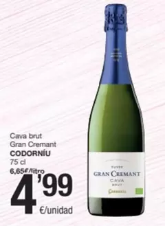 Oferta de Codorniu - Cava Brut Gran Cremant por 4,99€ en SPAR Fragadis