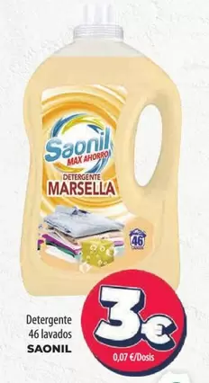 Oferta de Saonil - Detergente 46 Lavados por 3€ en Spar La Palma