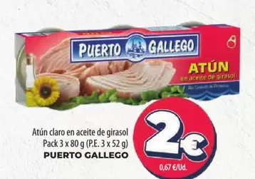 Oferta de Puerto Gallego - Atun Claro En Aceite De Girasol por 2€ en Spar La Palma