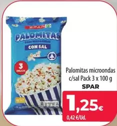 Oferta de Spar - Palomitas Microondas C/Sal por 1,25€ en Spar La Palma