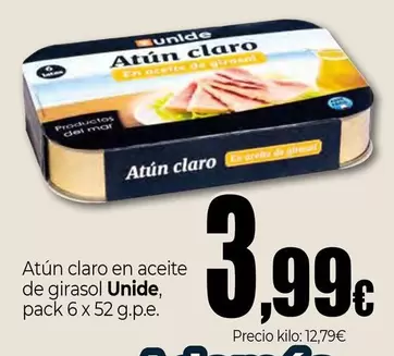 Oferta de Unide - Atun Claro En Aceite De Girasol por 3,99€ en Unide Market