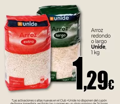 Oferta de Unide - Arroz Redondo O Largo por 1,29€ en Unide Market