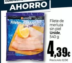 Oferta de Unide - Filete De Merluza Sin Piel por 4,39€ en UDACO