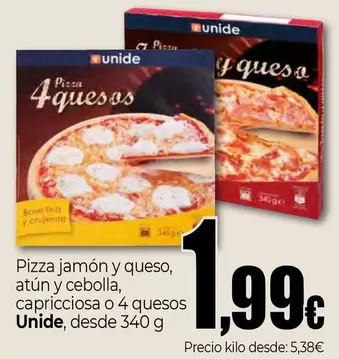 Oferta de Unide - Pizza Jamón Y Queso por 1,99€ en UNIDE Alimentación