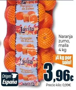 Oferta de Naranja Zumo por 3,96€ en Unide Supermercados