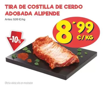 Oferta de Tira De Costilla De Cerdo Adobada Alipende  por 8,99€ en Ahorramas