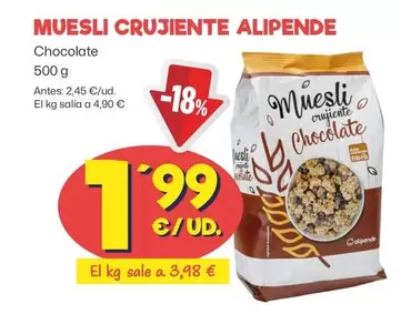 Oferta de Alipende - Muesli Crujiente Chocolate por 1,99€ en Ahorramas