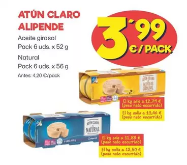 Oferta de Alipende - Atun Claro por 3,99€ en Ahorramas