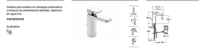 Oferta de Griferia Para Lavabo Con Desague Automatico Y Enlaces De Alimentacion Flexibles en Roca