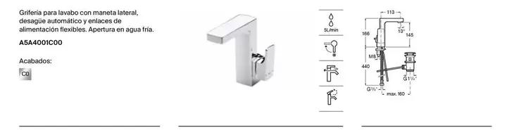 Oferta de Griferia Para Lavabo Con Maneta Lateral en Roca