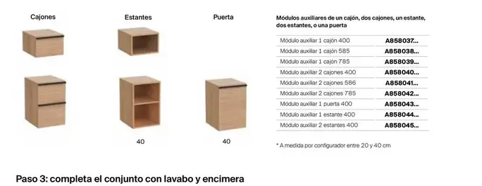 Oferta de Módulos Auxiliares De Un Cajón, Dos Cajones, Un Estante, Dos Estantes, O Una Puerta en Roca