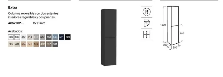 Oferta de Columna Reversible Con Dos Estantes Interiores Regulables Y Dos Puertas en Roca