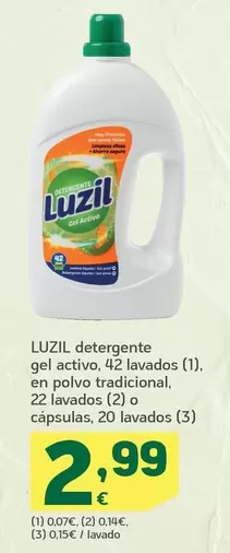 Oferta de Luzil - Detergente Gel Activo por 2,99€ en HiperDino