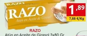 Oferta de Razo - Atún En Aceite De Girasol por 1,89€ en Supermercados Extremadura