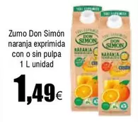 Oferta de Don Simón - Zumo  Naranja Exprimida Con O Sin Pulpa por 1,49€ en Froiz