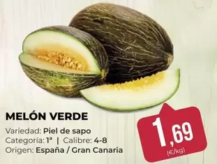 Oferta de Origen - Melón Verde por 1,69€ en SPAR Gran Canaria