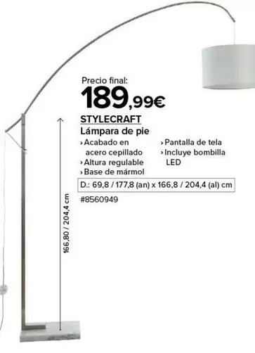 Oferta de Lámpara De Pie por 189,99€ en Costco