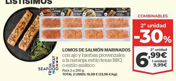 Oferta de Texas - Lomos De Salmon Marinados por 6,99€ en La Sirena