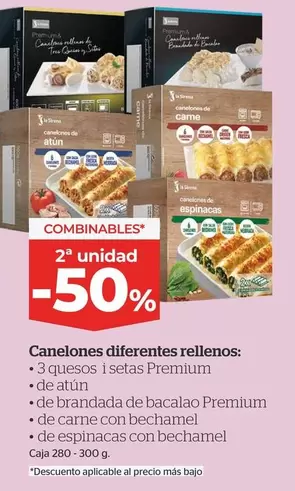 Oferta de Premium - Canelones Diferentes Rellenos en La Sirena