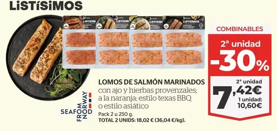 Oferta de Texas - Lomos De Salmon Marinados por 10,6€ en La Sirena