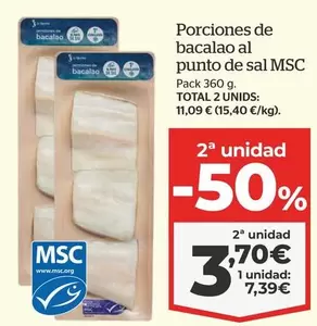 Oferta de Total - Porciones De Bacalao Al Punto De Sal Msc por 7,39€ en La Sirena