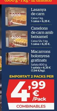 Oferta de Care - Macarros Bolonyesa Gratinats por 4,99€ en La Sirena