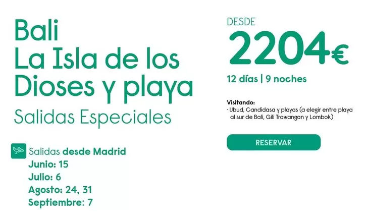 Oferta de Bali La Isla De Los Dioses Y Playa por 2204€ en Travelplan