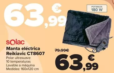 Oferta de Solac - Manta Electrica Reikiavic CT8607 por 63,99€ en Carrefour