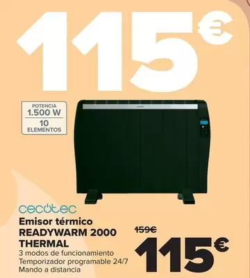 Oferta de Cecotec - Emisor Térmico Readywarm 2000 Thermal por 115€ en Carrefour