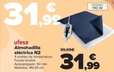 Oferta de Ufesa - Almohadilla Electrica N2 por 31,99€ en Carrefour