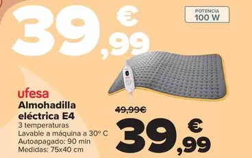 Oferta de Ufesa - Almohadilla Eléctrica E4 por 39,99€ en Carrefour