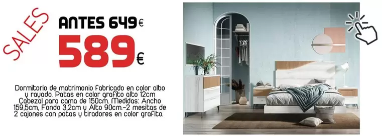 Oferta de Albo - Dormitorio De Matrimonia por 589€ en Muebles Hnos. García