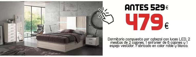 Oferta de Blanco - Dormitorio Compuesto Per Cabez Con Dos Led, 2 Mesicas De 2 Cajones, 1 Signacion De 6 Cajones U Napoli Napoli por 479€ en Muebles Hnos. García