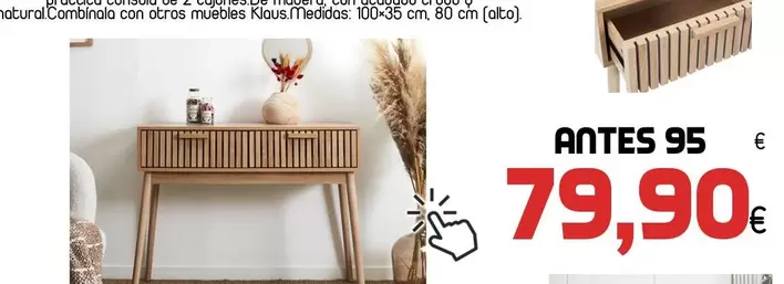 Oferta de Klaus - Consola C/2 Cajones por 79,9€ en Muebles Hnos. García