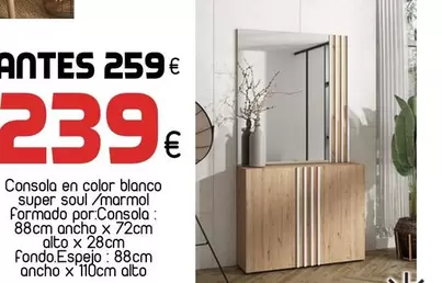 Oferta de Consola En Color Blanco Super Soul / Marmol por 239€ en Muebles Hnos. García